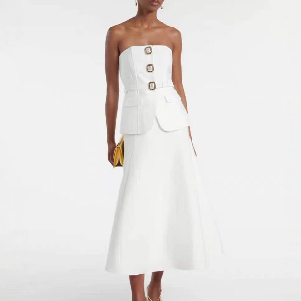 Women Formal Wear For Meeting - Damski seksowny top bez ramiączek z
