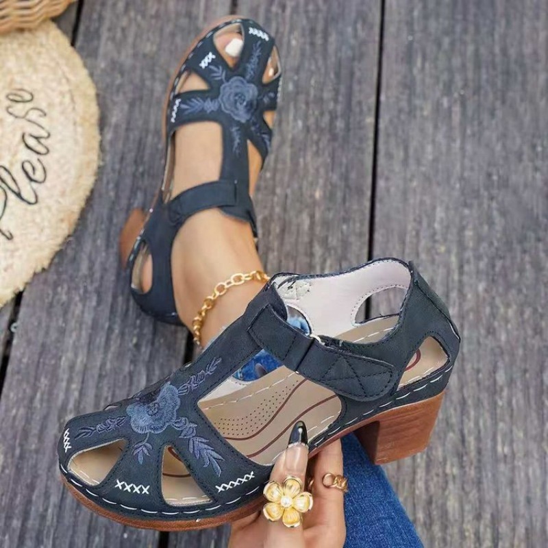 Formal Women Daily Wear Sandals - Damskie sandały na średnim obcasie z