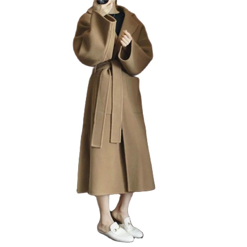 Women Formal Wear Coat - Elegancki damski długi płaszcz ze 100%