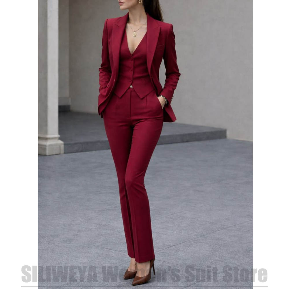 Women Formal Wear Vest - Damski 3-częściowy garnitur: marynarka, kamizelka, spodnie.