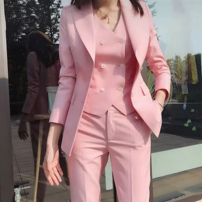 Women Formal Wear Vest - Luksusowy damski garnitur 3-częściowy, elegancki, dopasowany,