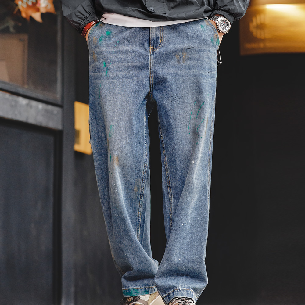 Levis Jeans 501 - Maden jasnoniebieskie Splash-ink Graffiti Jeans dla