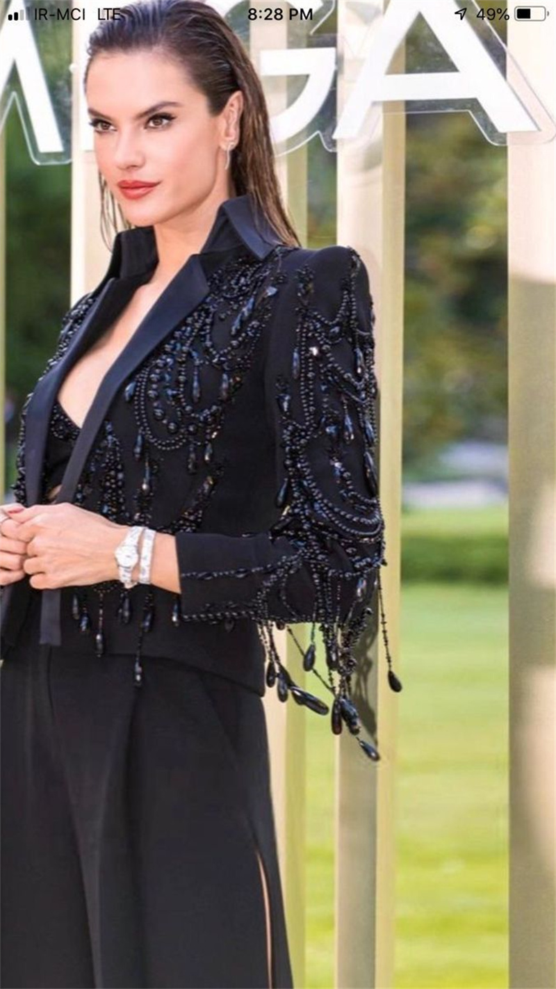 Czarny Kryształowy Komplet Dam – Women Formal Wear Coat recenzja i cena