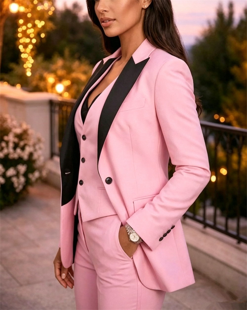 Różowe Eleganckie Damskie Garn – Women Formal Wear Vest recenzja i cena