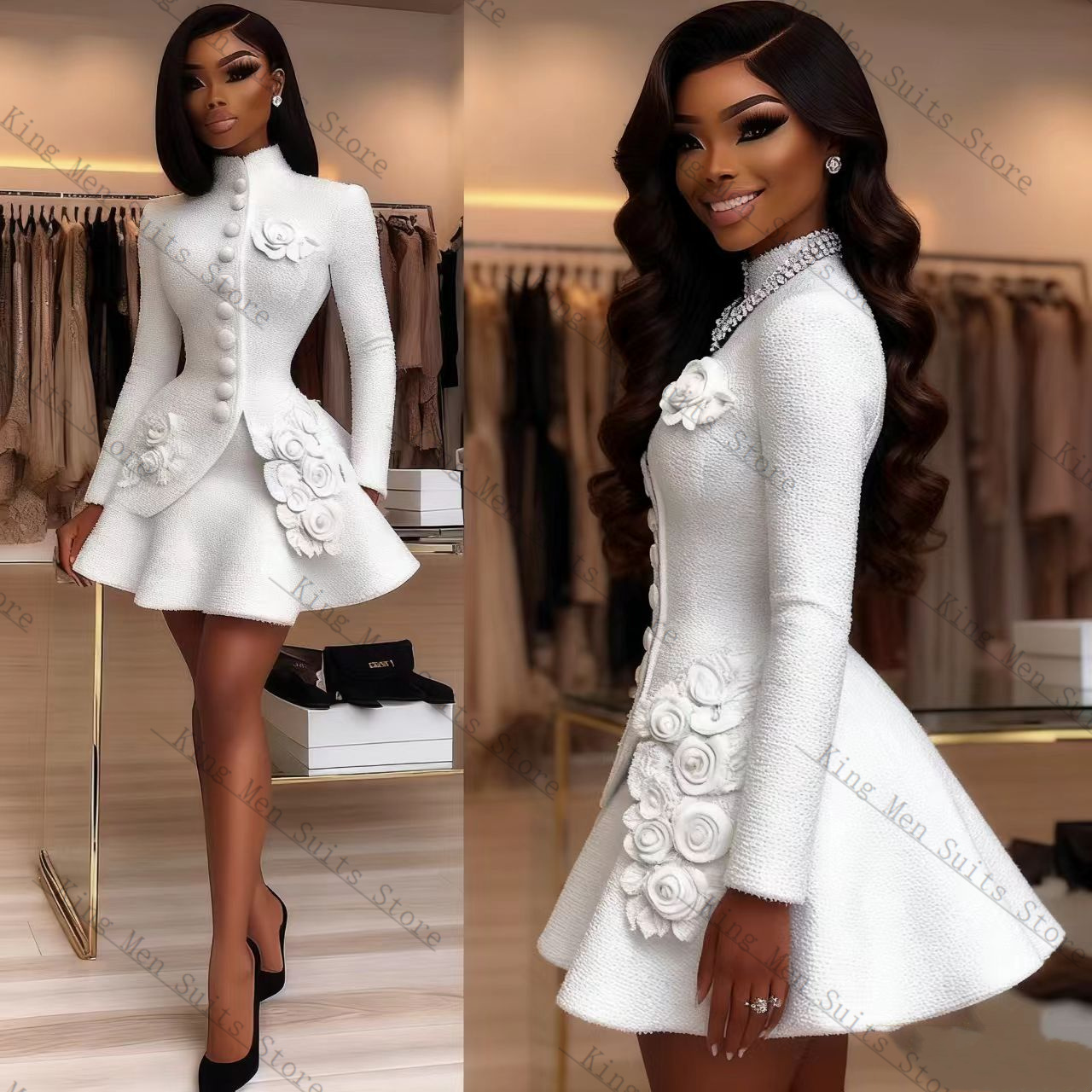 Luksusowy biały damski garnitu – Women Formal Wear Coat recenzja i cena