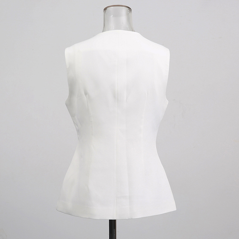 Biała kamizelka z okrągłym dek – Women Formal Wear Vest recenzja i cena
